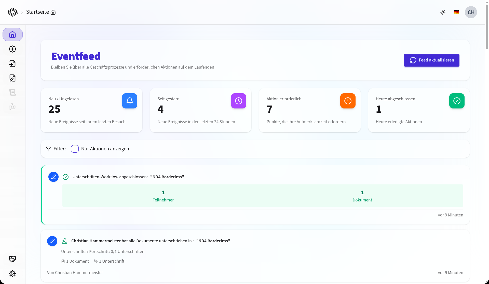 Event-Feed - Alle Ereignisse auf einen Blick